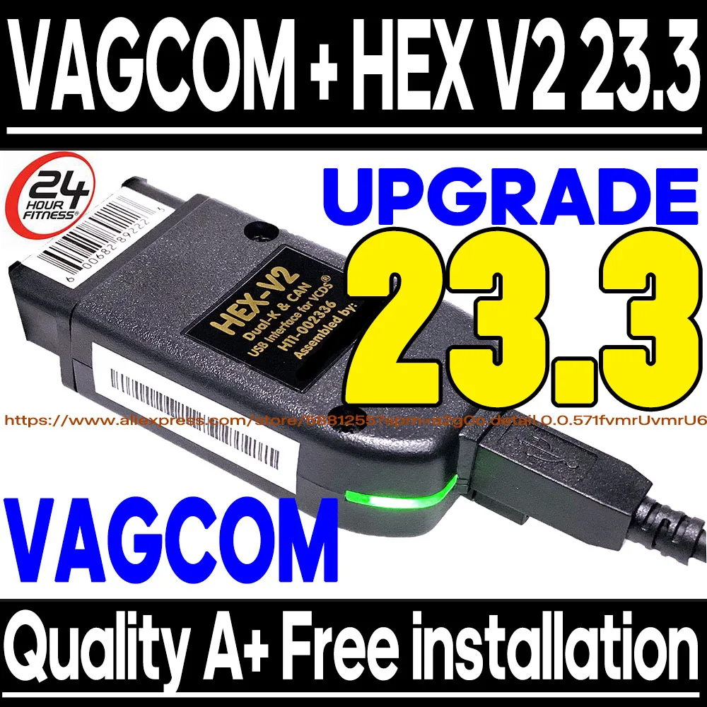 

Best Upgrade 23.3 VAG COM HEX V2 USB Interface VagCom OBD2 Testers FOR VW AUDI Skoda Seat From 1996-2017 Atmega162 Autocom Tools