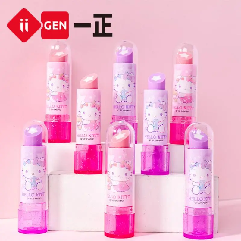 

Sanrioed anime Kittyscat cartoon eraser ins girl heart kawaii learning stationery lipstick rotating chipless eraser holiday gift