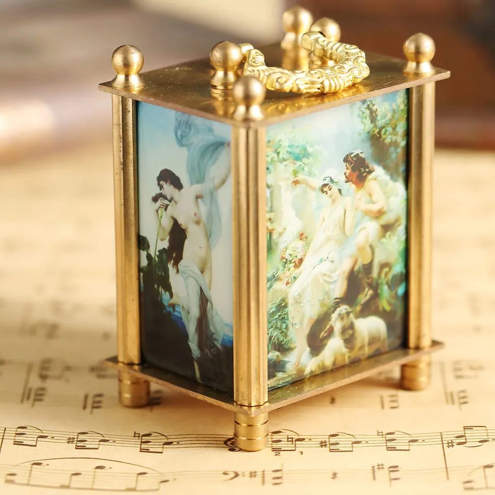 Painting Mechanical Watch Bracket Clock Vintage Antique Art Oil Painting Square Retro Bronze Home Decoration Watch Clock Unique