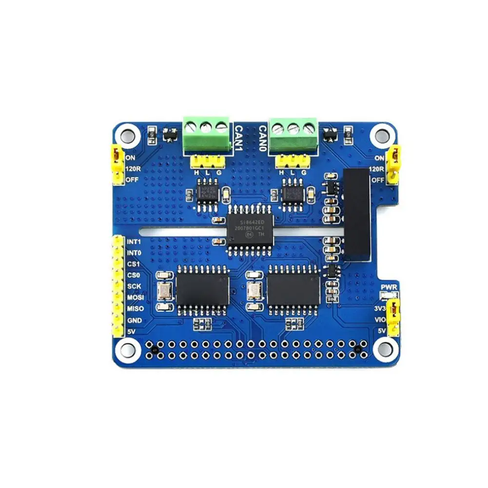 Двухканальный изолированный чип расширения Can Bus Waveshare Raspberry Pi Mcp2515 Sn65hvd230 плата с
