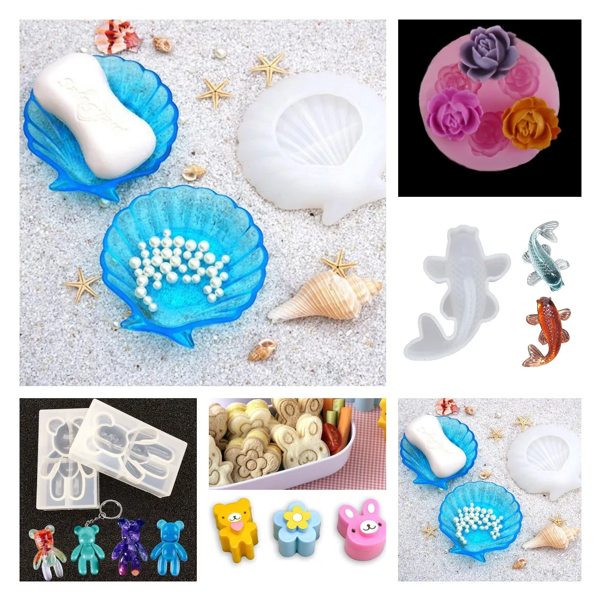 

1pc Shell Mold Soft Tear-resistant Concrete Silicone Mold Shell-shaped Jewelry Storage Scallop Plastic Tray Mold