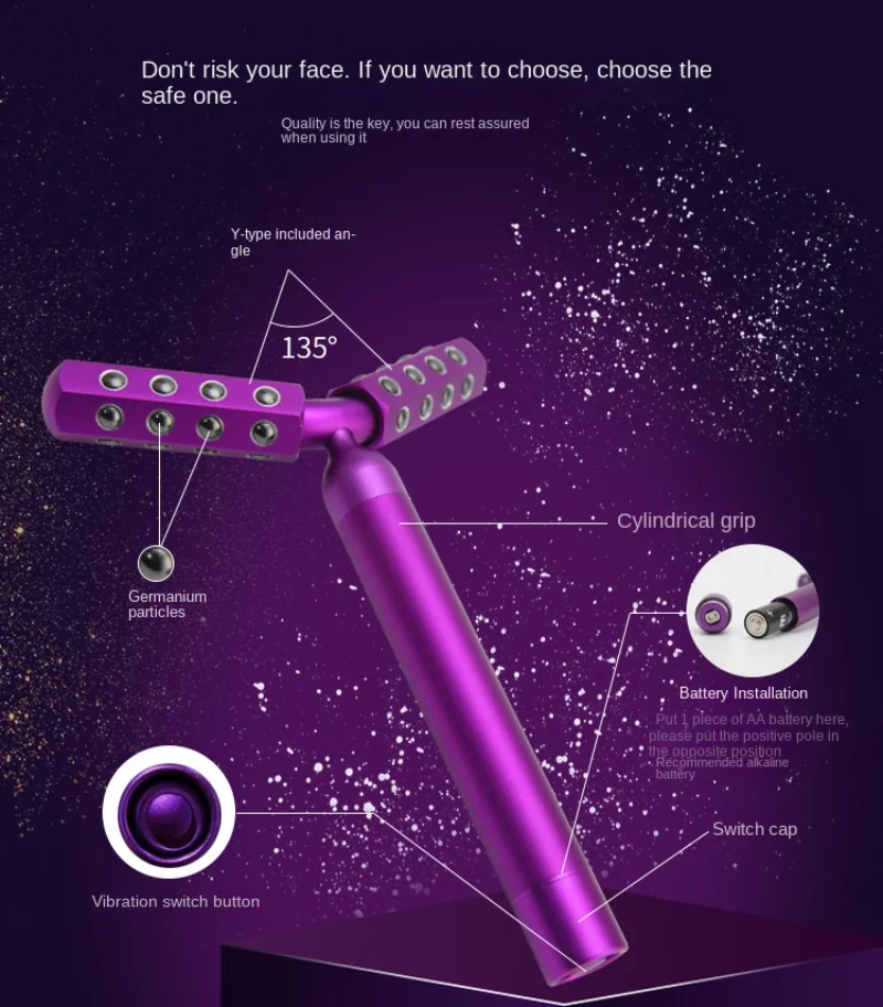 

Electric Roller Massager 3D Vibrating Germanium Grain Beauty Stick Facial Roller Stick Electric Beauty Device