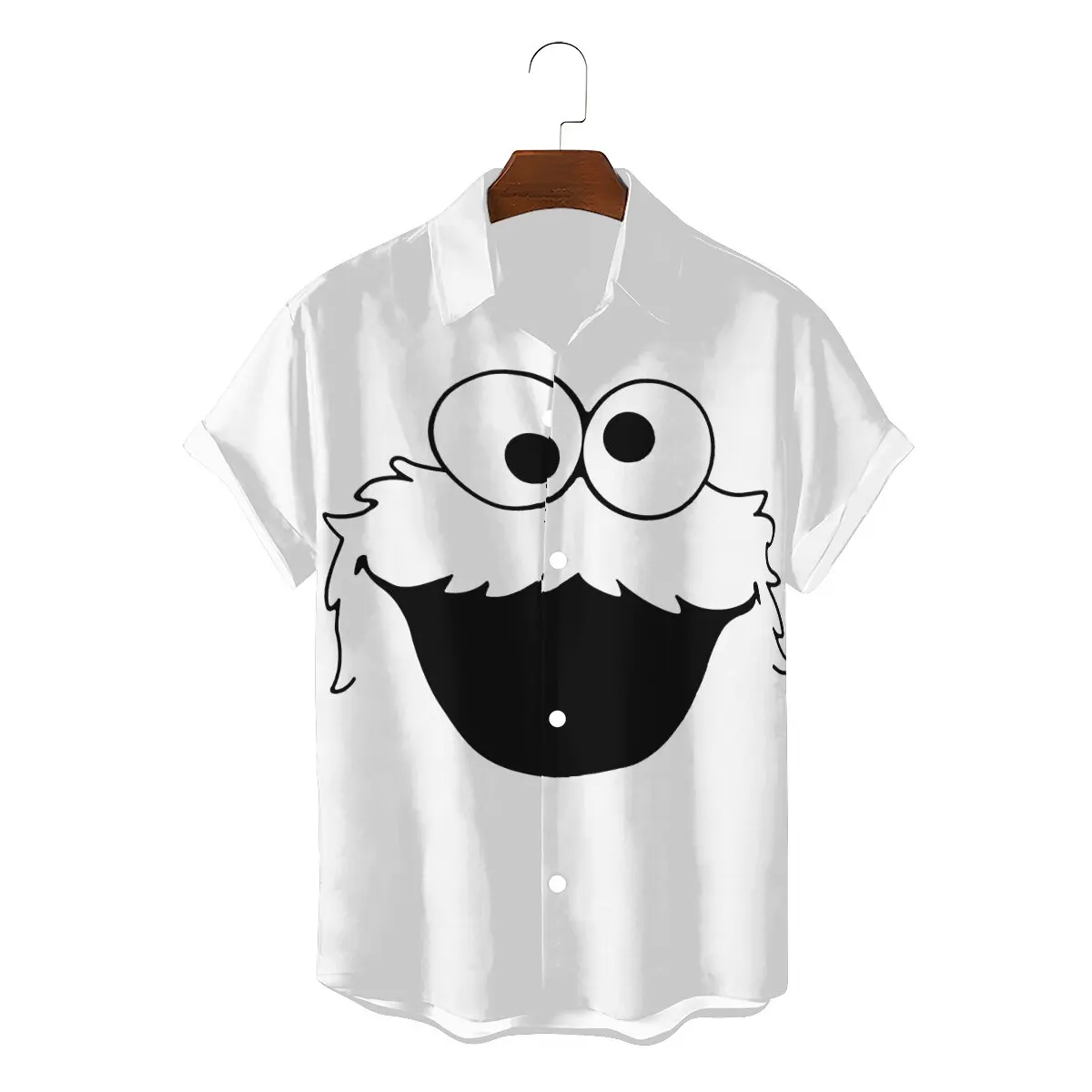 

Sesame Street 80s TV Series Men's Shirts Cookie Monster Face Distinctive 3D Shirt Harajuku Streetwear Hipster