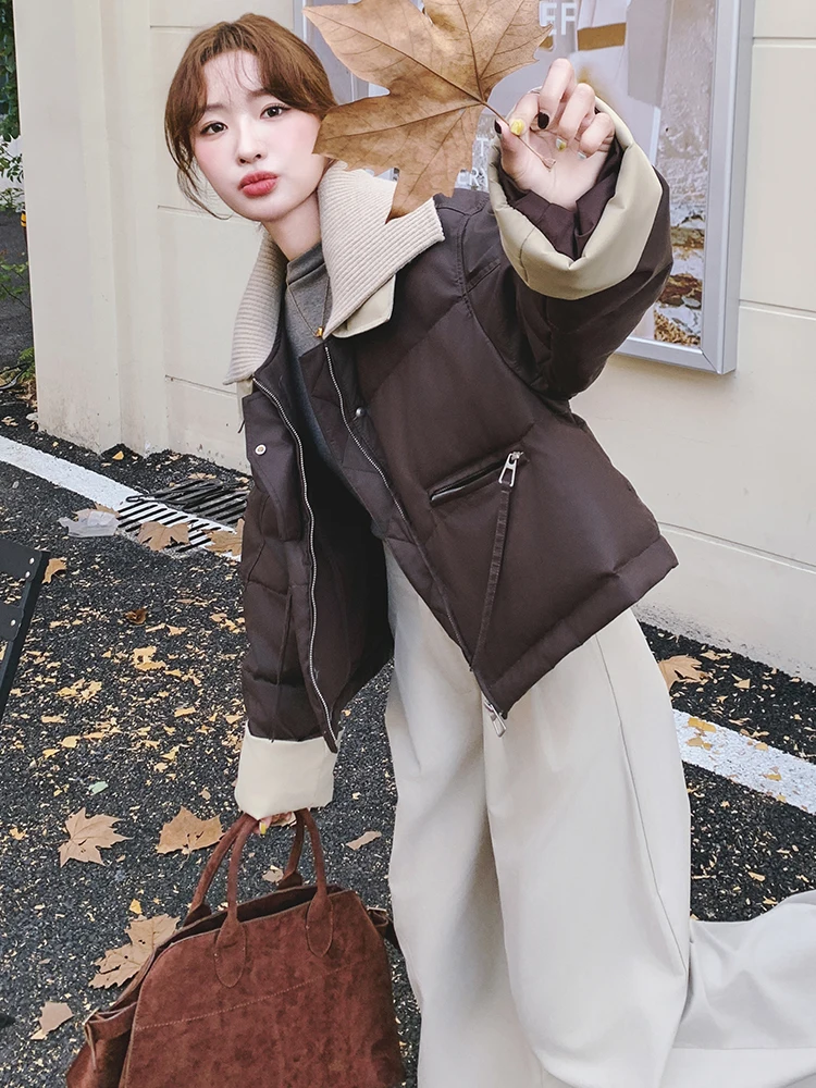 Супер красивый пуховик из искусственной кожи женский зимний 2024 новый корейский