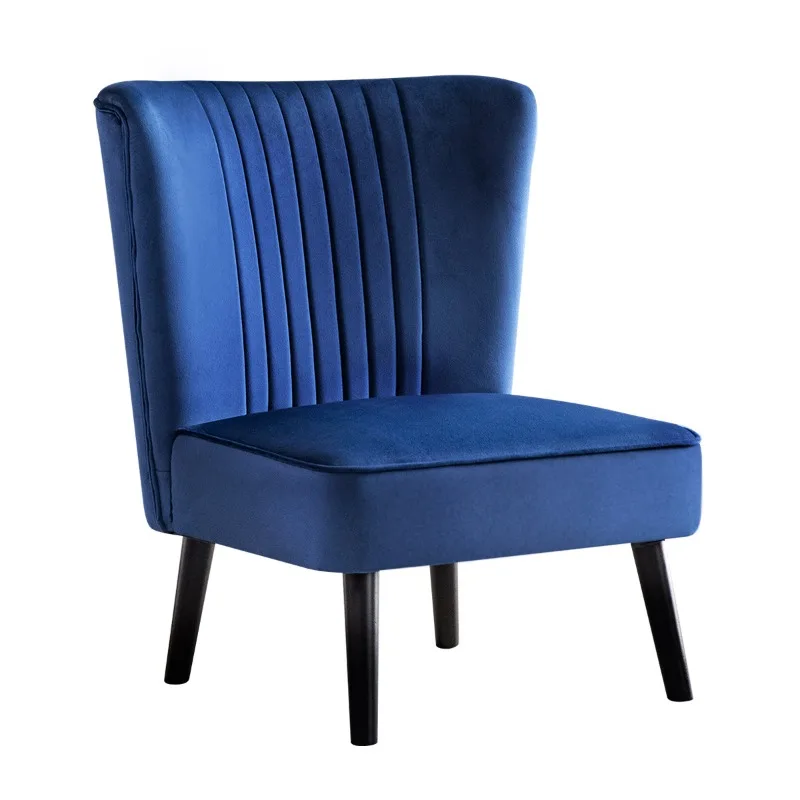 Винтажное синее бархатное боковое кресло с акцентом одиночный диван сиденье