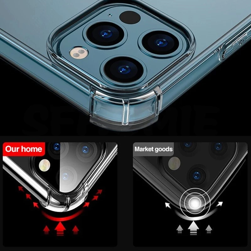 Фото Прозрачный противоударный чехол для телефона iPhone 13 12 11 14 Pro Max XS Max X XR 8 7 6 Plus SE 2020 12 13 14 Pro, силиконовый чехол, задняя крышка №4