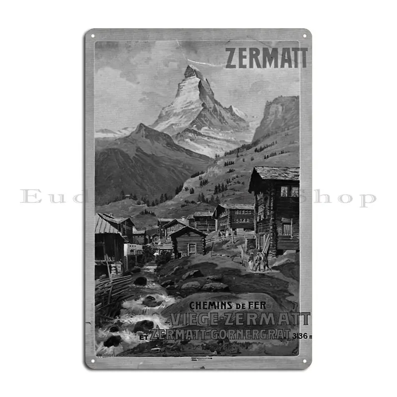 Zermatt черная винтажный постер для путешествий металлический плакат Настенный