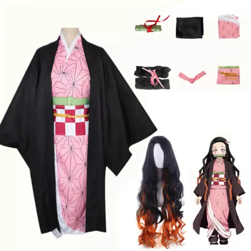 

Anime Demon Slayer Brother And Sister Kamado Nezuko Halloween Cosplay Anime Costume Wig For Holiday Outfits And Parties