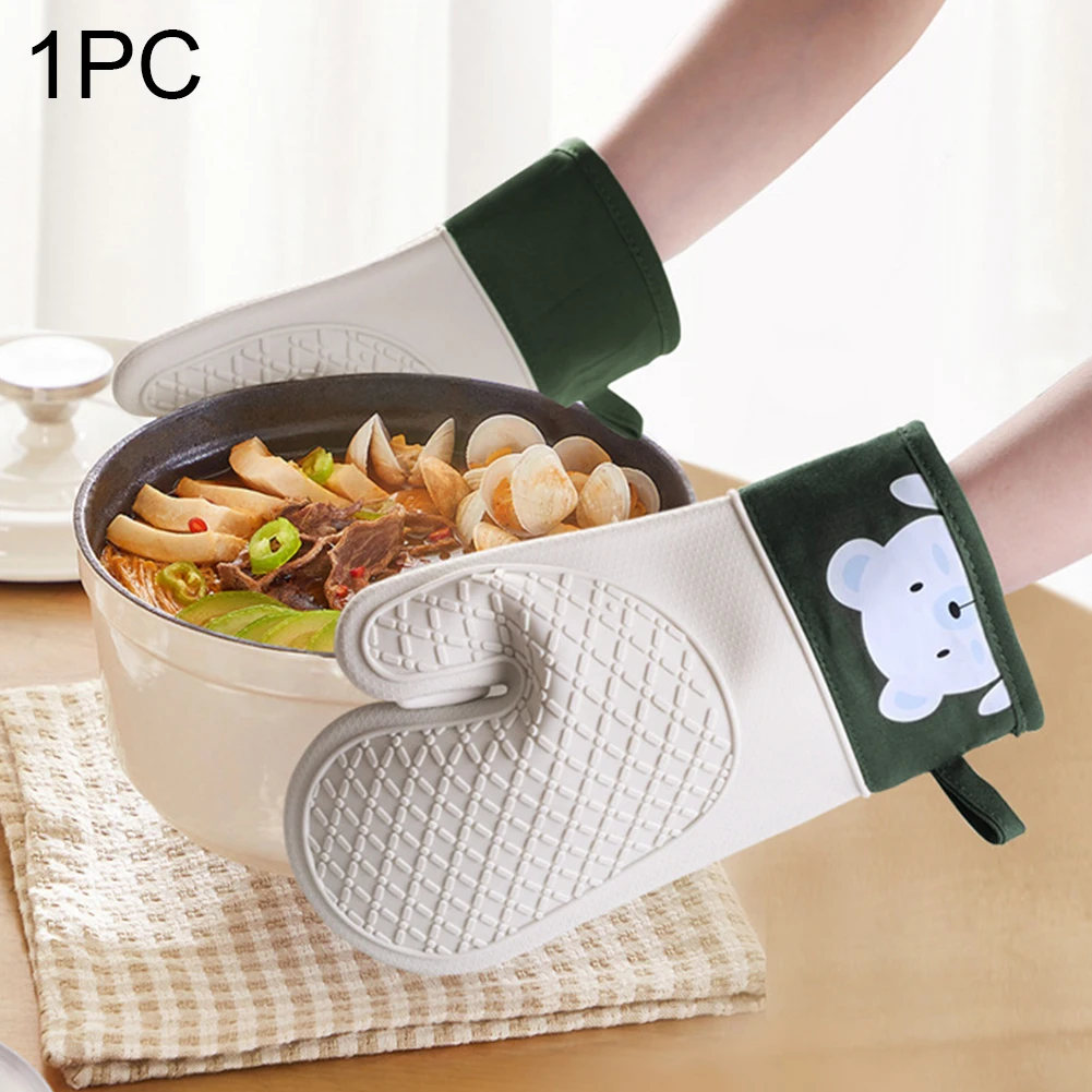 

Oven Heat Resistant Mitts 1PC Waterproof Baking Cake Anti Slip Reusable BBQ Kitchen Tools Silica Gel Design Glove