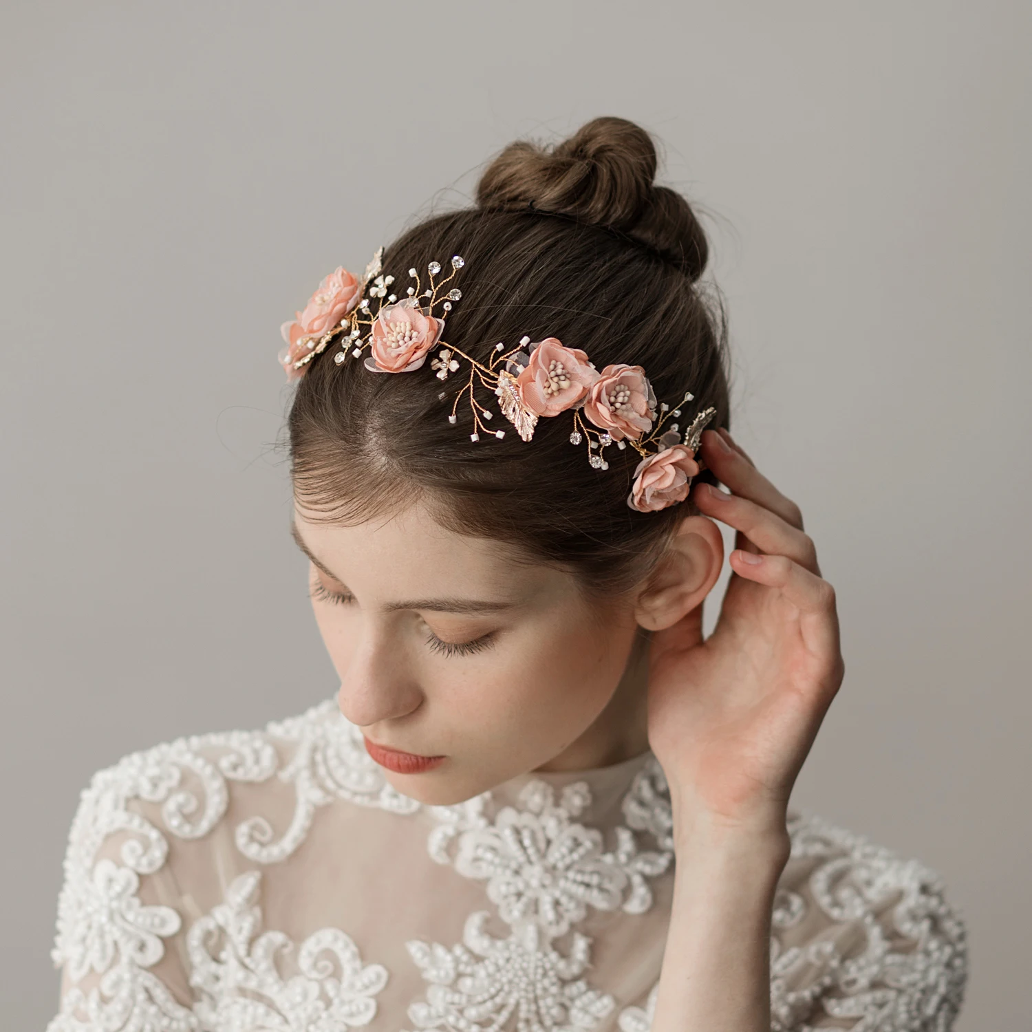 

O335 Fairy Bridal Headband Clear Crystal Yarn Flower Bridesmaid Hairwear Women Pageant Festival Gift Tiara Wedding Accessories