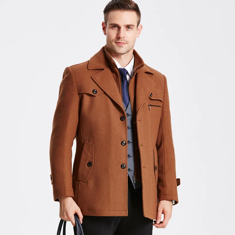 

Basic Wool Coat New Autumn Winter Coat Men Solid Thick Overcoat Topcoat Mens Single Breasted Tweed Coats and Jackets with M-5XL