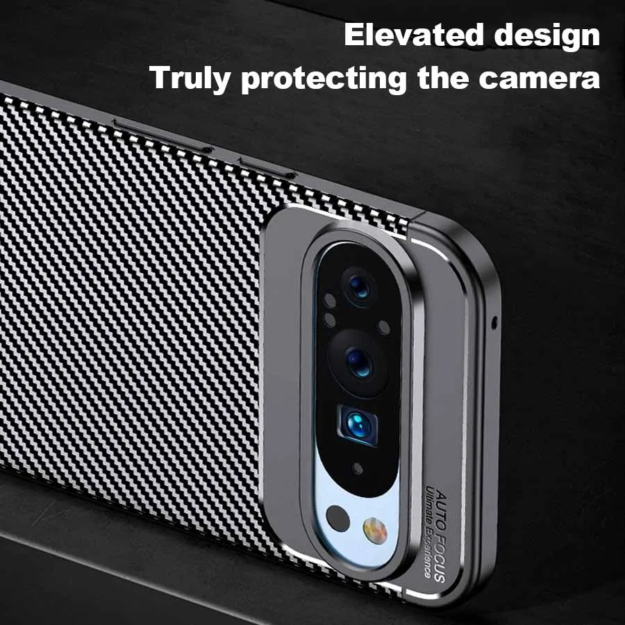 ępione etui Pixel 9Pro XL. Silikonowa odporna na wstrząsy obudowa z włókna węglowego dla Google 9 Pro XL 5G TPU Back Cover Fundas