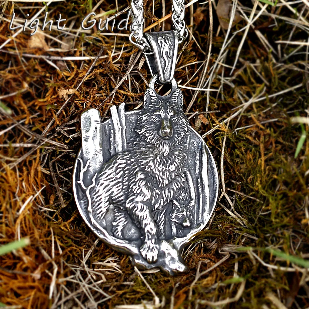 

2022 New Design Stainless Steel Viking wolf head Animal Pendant For Men Women Drop shipping Gift free shipping
