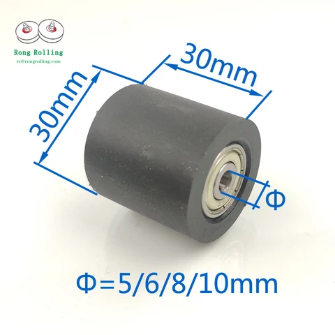 Диаметр 30 мм, длина 30 мм, черные скользящие нейлоновые ролики из полиуретана с двумя подшипниками, диаметр 5 мм/6 мм/8 мм/10 мм.