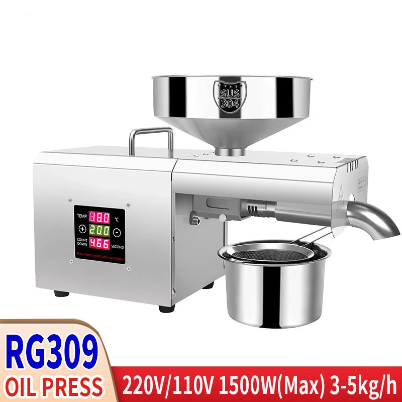 

New 220V Stainless Steel Oil Press Cold Oil Press household Oil Press Peanut Flax Seed Olive Oil Extractor