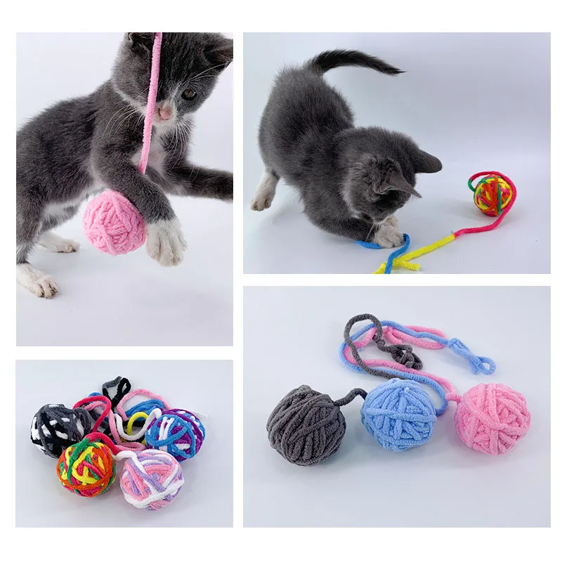 

игрушки Игрушки 1 шт. цветная забавная игрушка для кошек мяч с хвостом аксессуары для кошек товары для животных шерстяные игрушки для собак ...