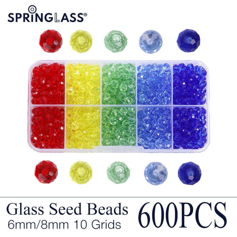 

10 Colors Glass Beads Transparent Circle Round Loose Beads for Friendship Bracelets Necklaces Beading Earring Jewelry Making