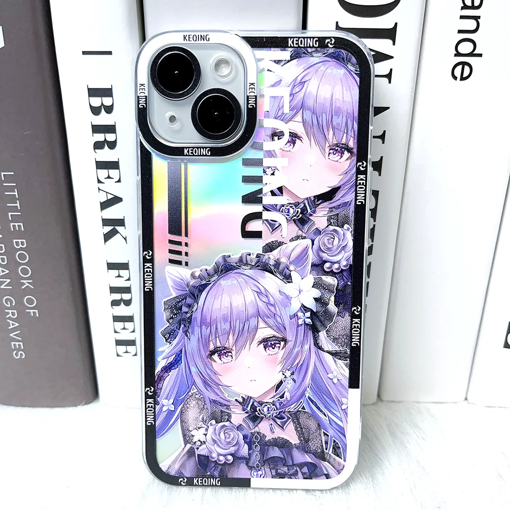 

Hot Genshin Impact Keqing Angle Eyes Phone Case for IPhone 14 13 12 11 Pro Max Mini Xs X Xr 7 8 Plus Se 2022 Laser Clear Funda
