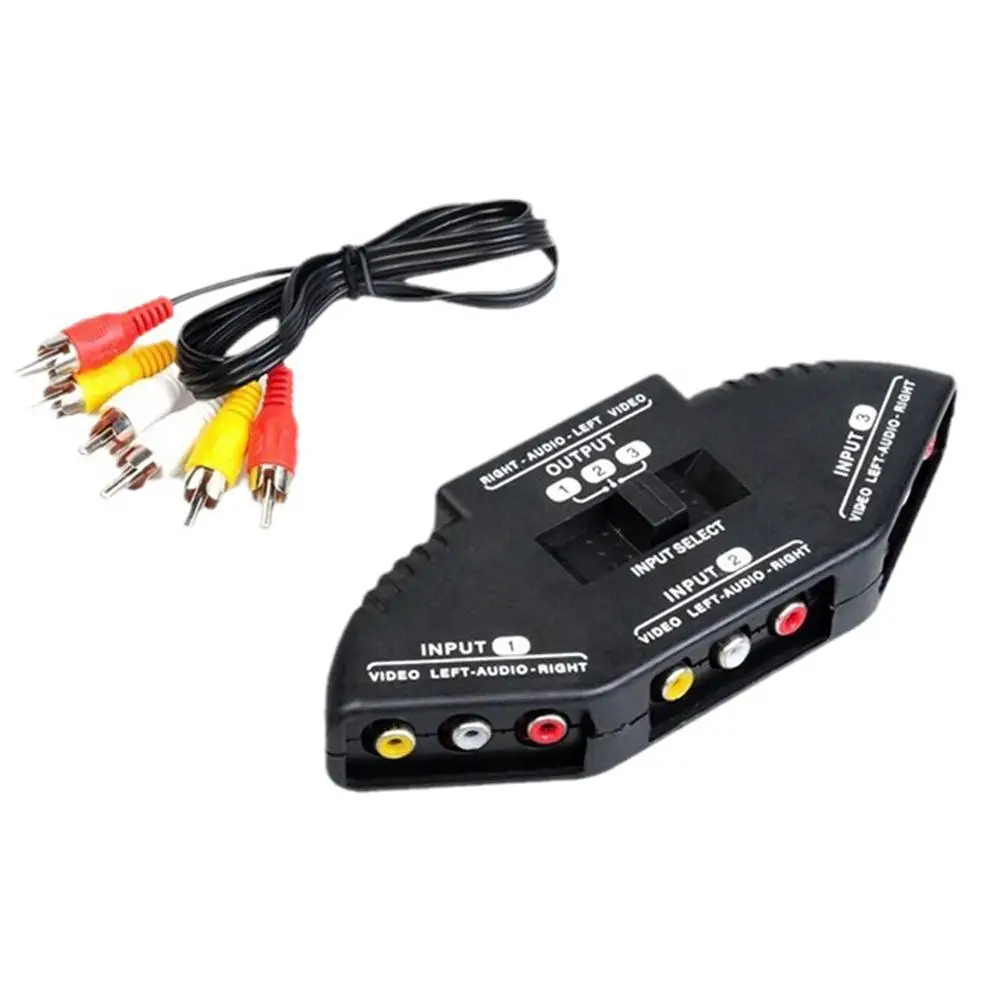 Аудио-видео AV RCA сплиттер переключатель 3-полосный кабель для ТВ X-Box DVD плеера