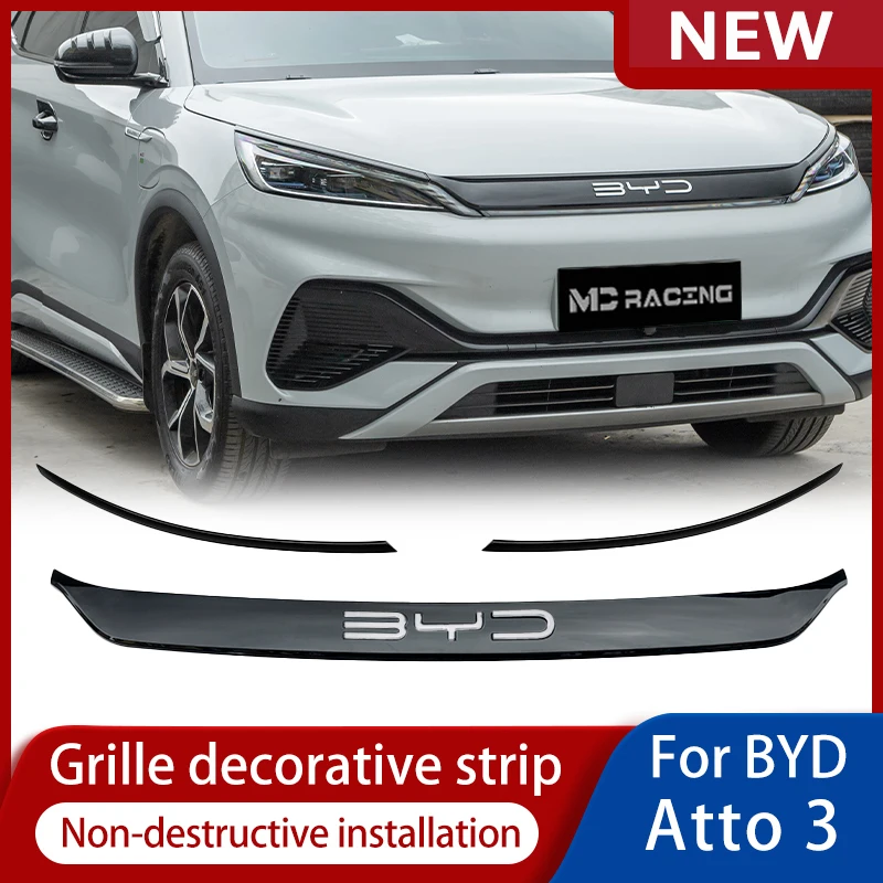 

High Quality ABS Bright black Car Styling Grille Slat Grille For BYD Atto 3 2023 2024 yuan plus EV Auto Accessories grill mesh