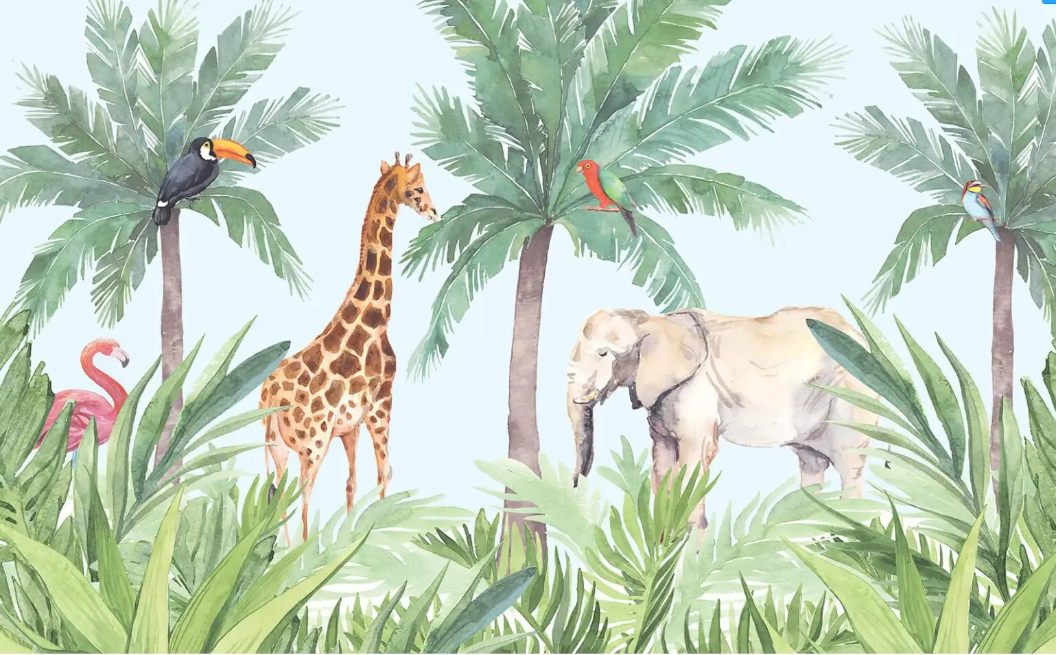 

Шелковые обои Beibehang с изображением животных джунглей