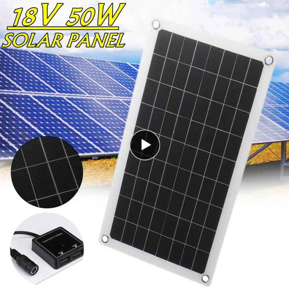 

50w Outdoor Battery Supply Durable Portable Solar Panel Practical Multifunctional Car Accessories For Phone Rv Car Mp3 12v