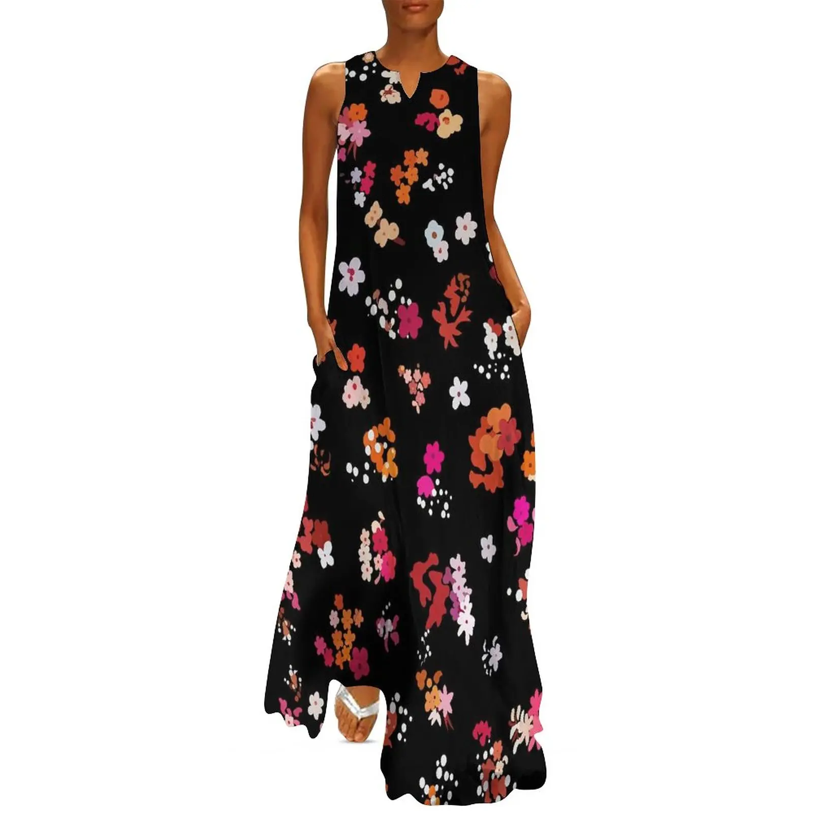 

Colorful Flower Print Dress Pretty Floral Elegant Maxi Dress Aesthetic Boho Beach Long Dresses Summer V Neck Clothes 3XL 4XL 5XL