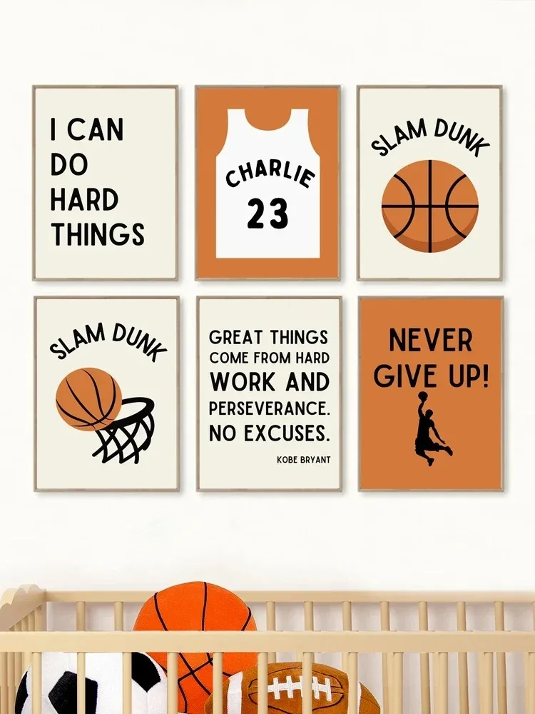 Баскетбольная Тема Для Мальчиков Настенное Искусство Холст С Принтом