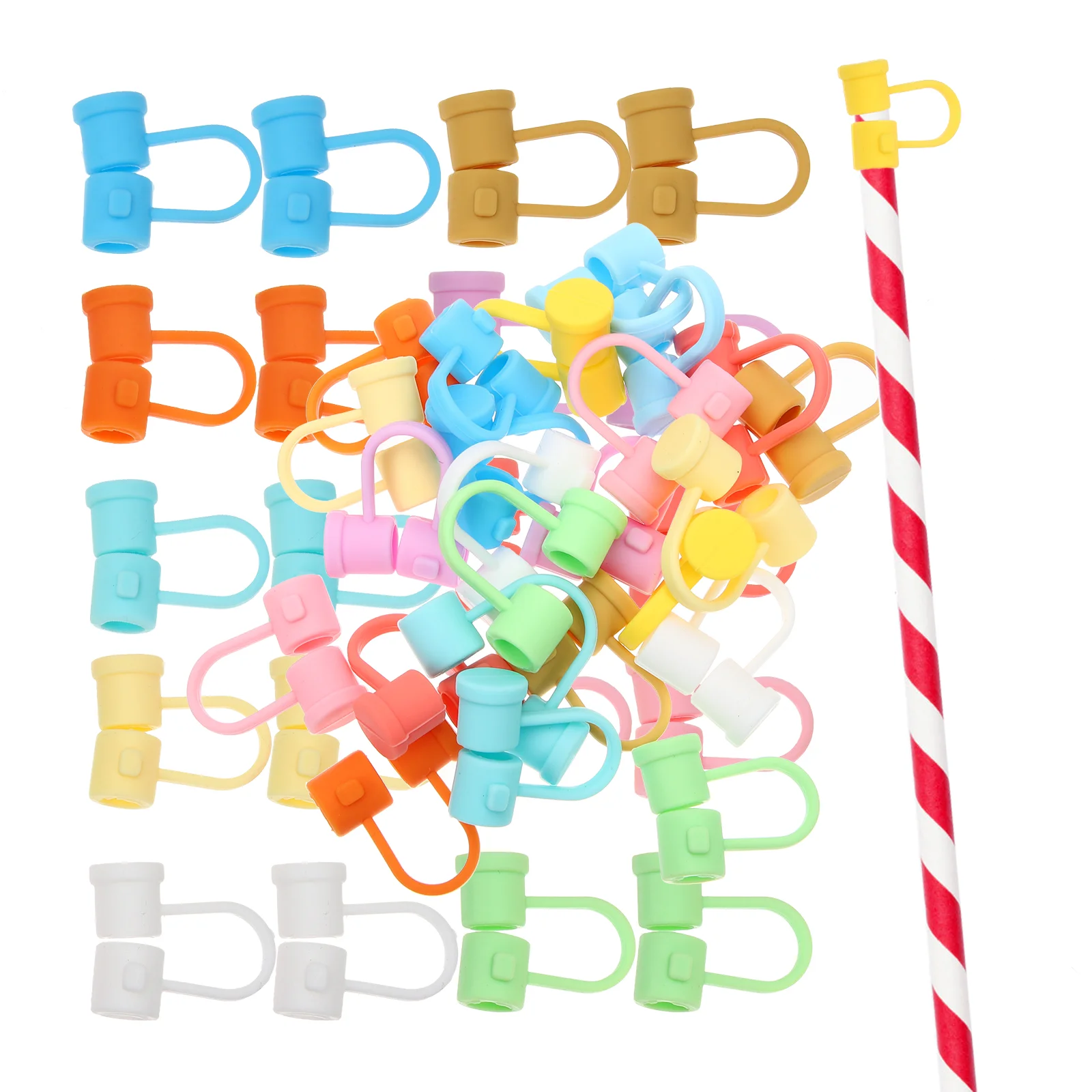 

24 Pcs Straw Stopper Silicone Tips Caps Covers Dustproof Plug Protective Silica Gel