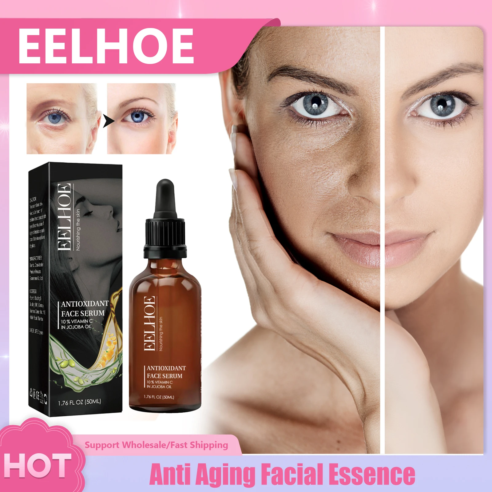 

Anti Aging Facial Essence Brightening Lifting Firming Skin Lighten Fine Line Shrinking Pore Hyaluronic Acid Wrinkle Reduce Serum