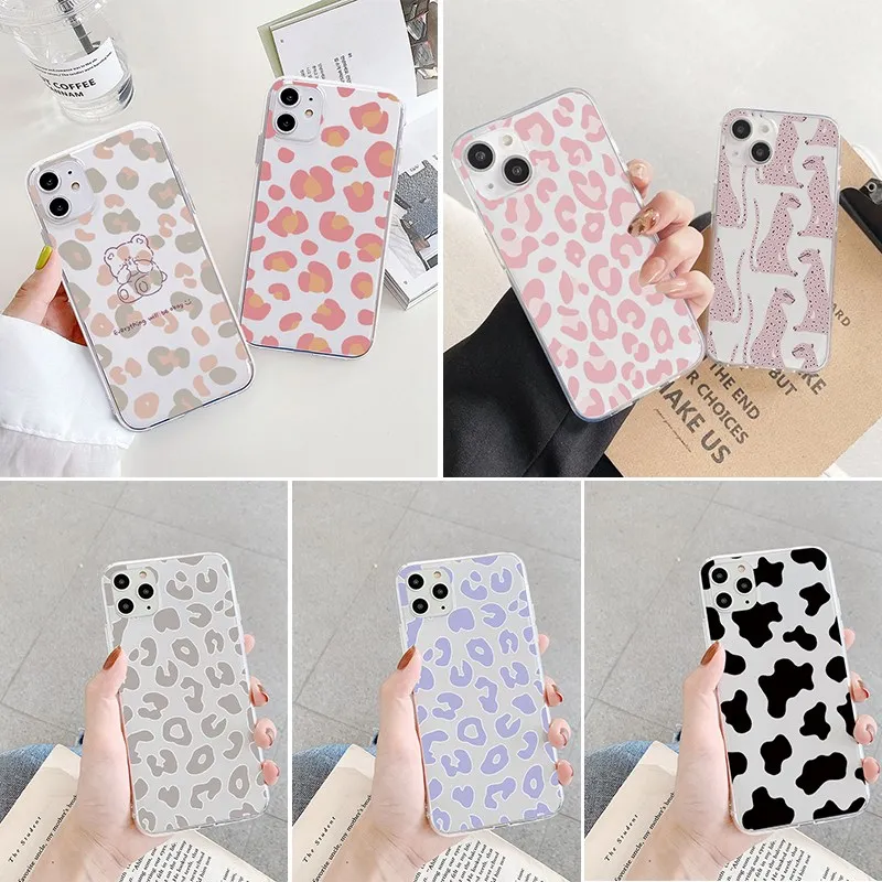 Симпатичные прозрачные чехлы с леопардовым рисунком для Samsung Galaxy S21 S20 FE S22 S10 S10E S9 S8