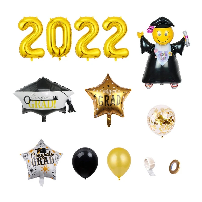 

Graduation Party Decoration Aluminum Film Latex Balloon Kit 2022 Supplies for University Graduate Students Celebration