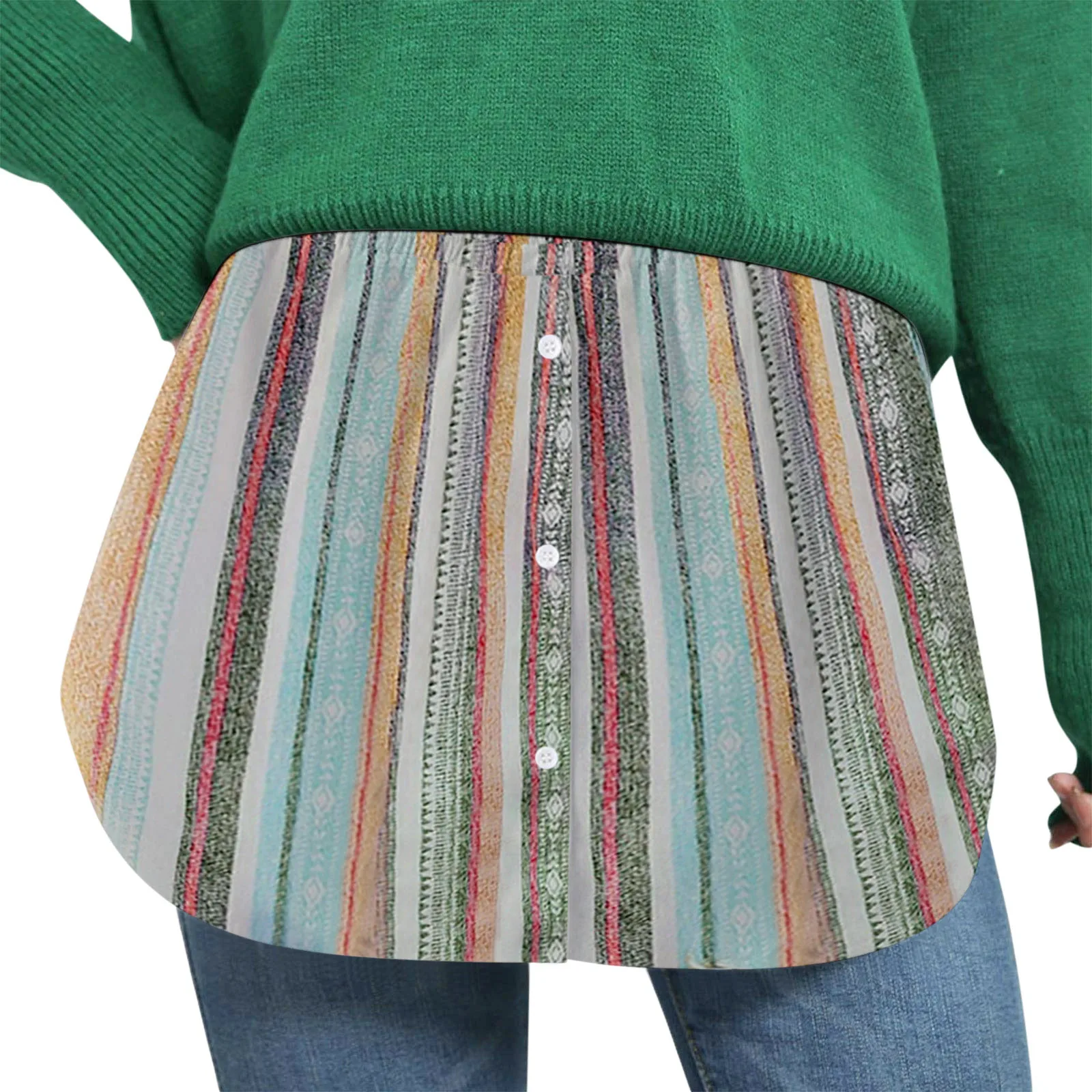 

Women's Mini Shirt Adjustable All-Match Layering Fake Top Lower Sweep Shirt Extender Elastic Waist skirts woman fashion 2021