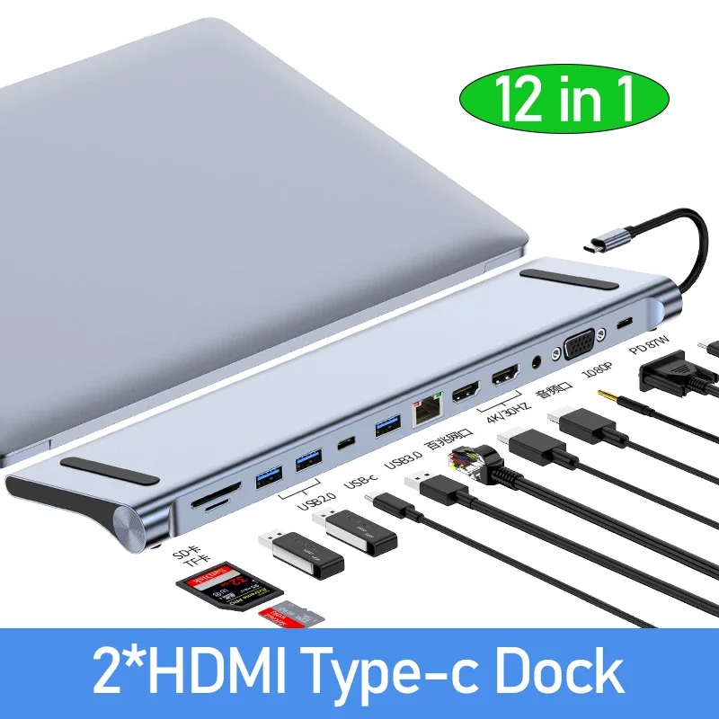 

Satechi Type C Usb 3 0 Pd Laptop Hub Macmini Docking Station 2x Hdmi 4k 30hz for Macbook Pro/air Dock Hd Mac Mini M1 Accessories