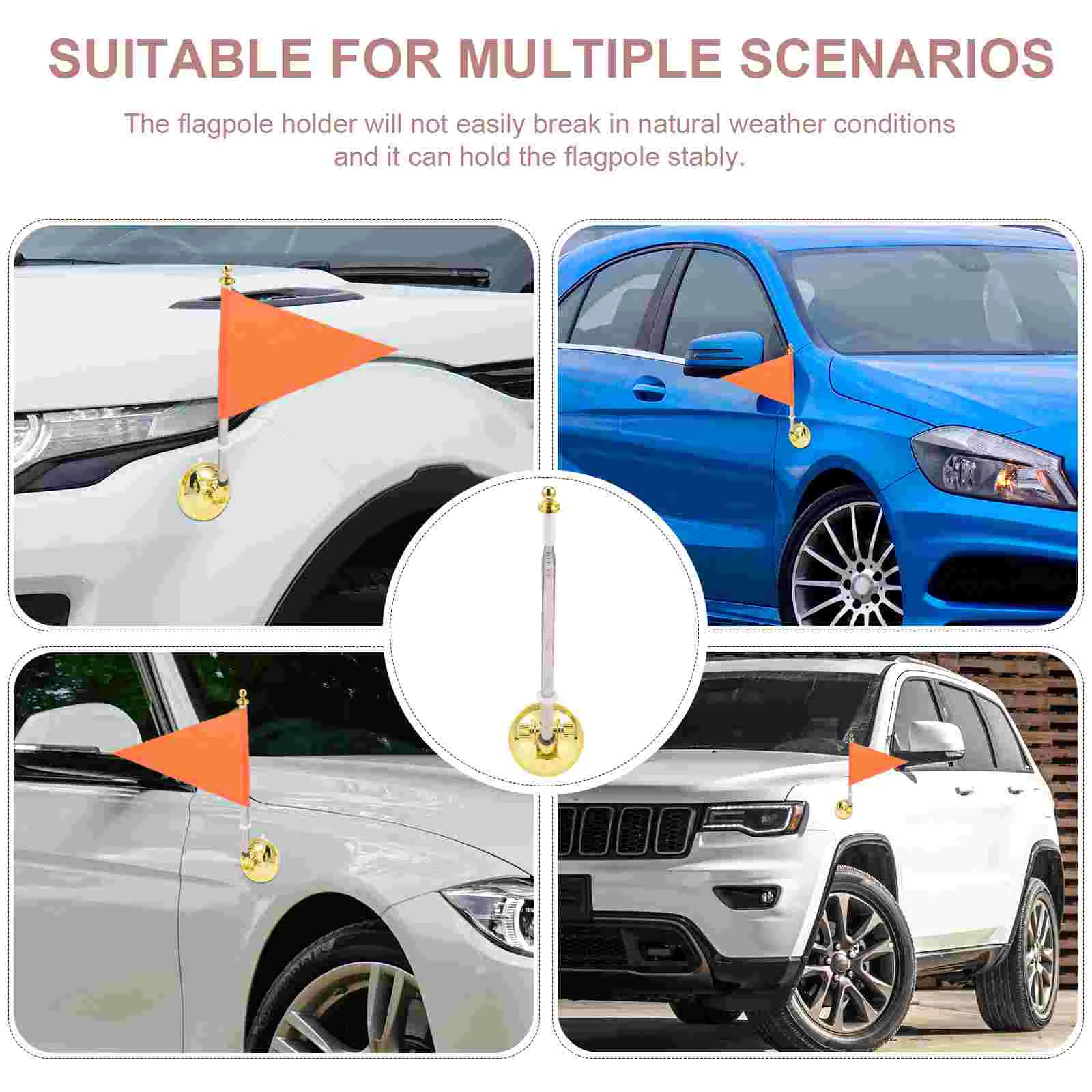 Подставка для флагштока из нержавеющей стали на присоске автомобильное