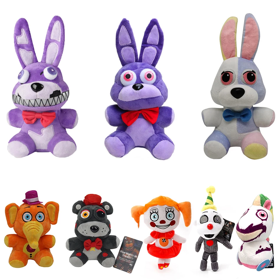 

18 см FNAF фиолетовые плюшевые кошмарные Бонни, плюшевые игрушки «пять ночей у Фредди», мягкие куклы-животные, подарки для детей