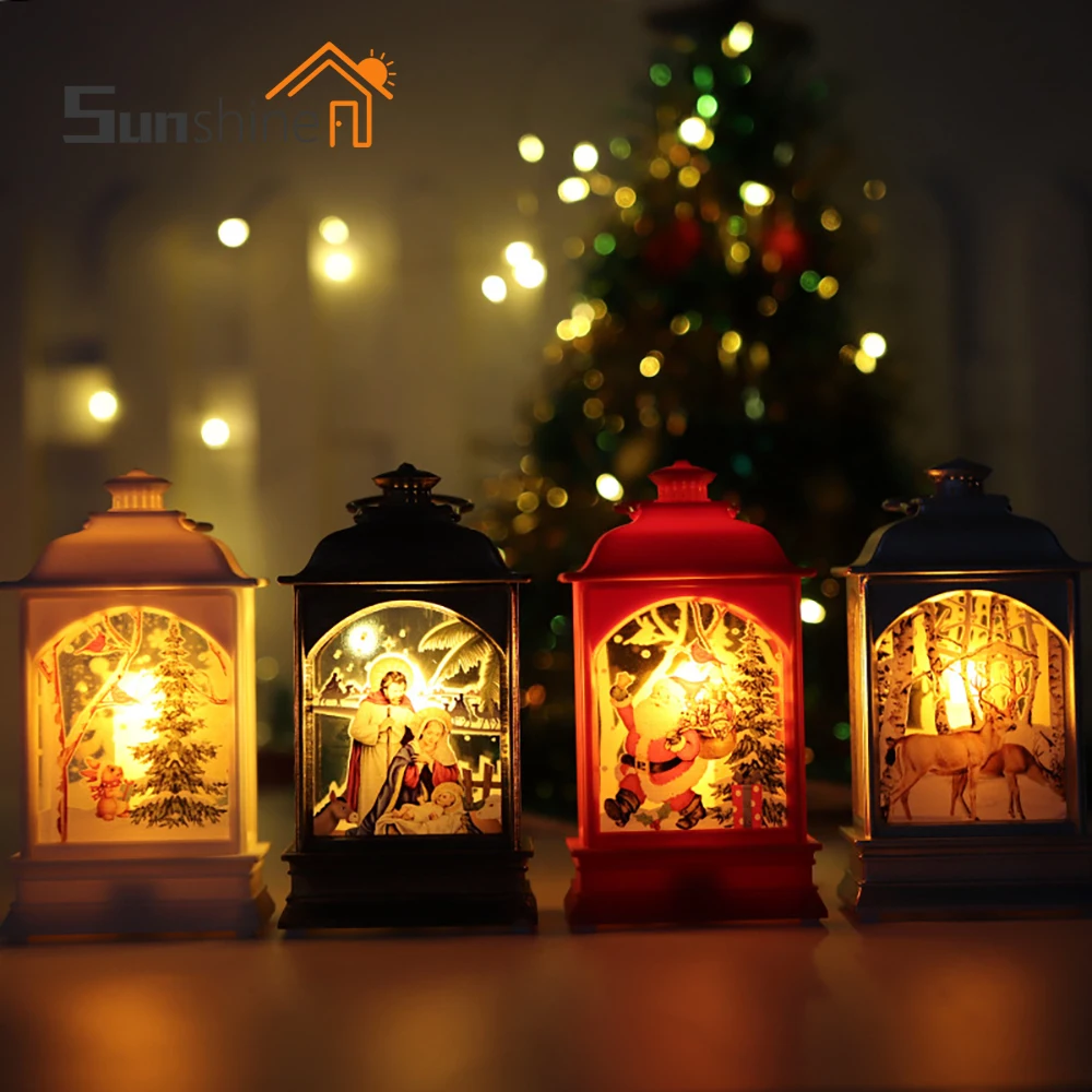 Christmas LED Lighting Wind Lantern Decoration Hanging Light Christmas Window Decoration Plastic Wind Lantern New Year 2023