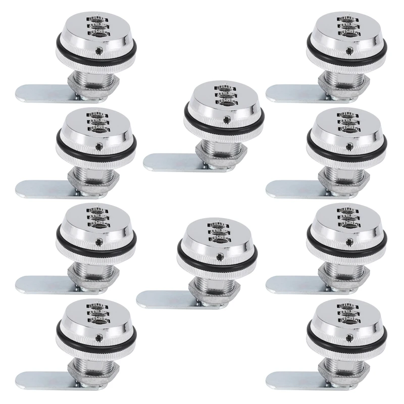 

10X Alloy Code Combination Cam Lock Keyless Post Mail Box Cabinet RV 3 Dial Silver