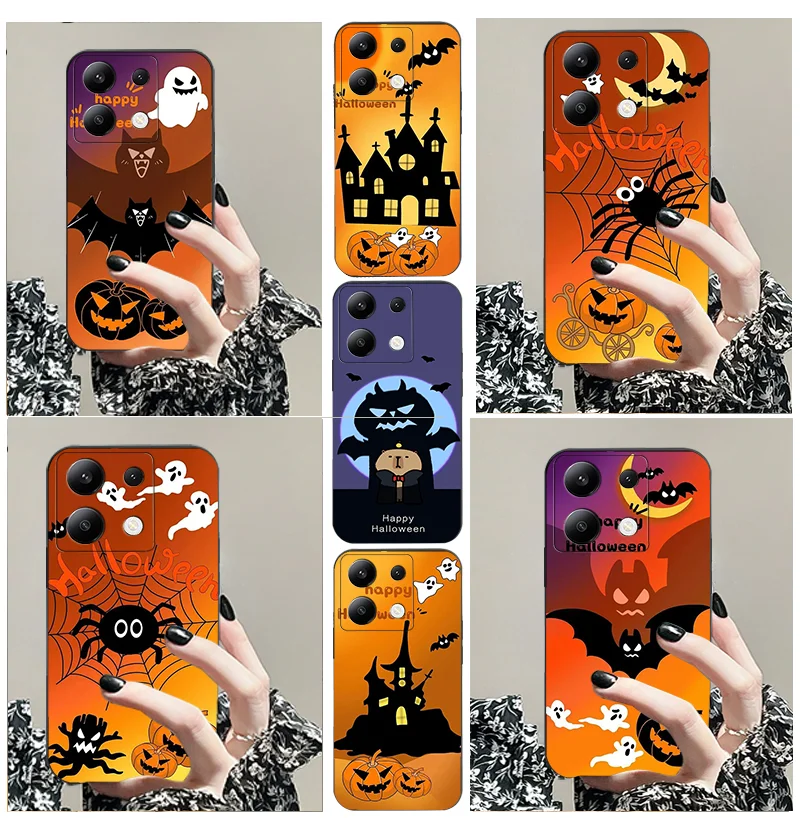 Для Redmi K70E 4 5 G 12 A X 13 CNF 10 9 1 2 PLUS C 3 Prime TPU Черный Мягкий чехол для телефона Хэллоуин