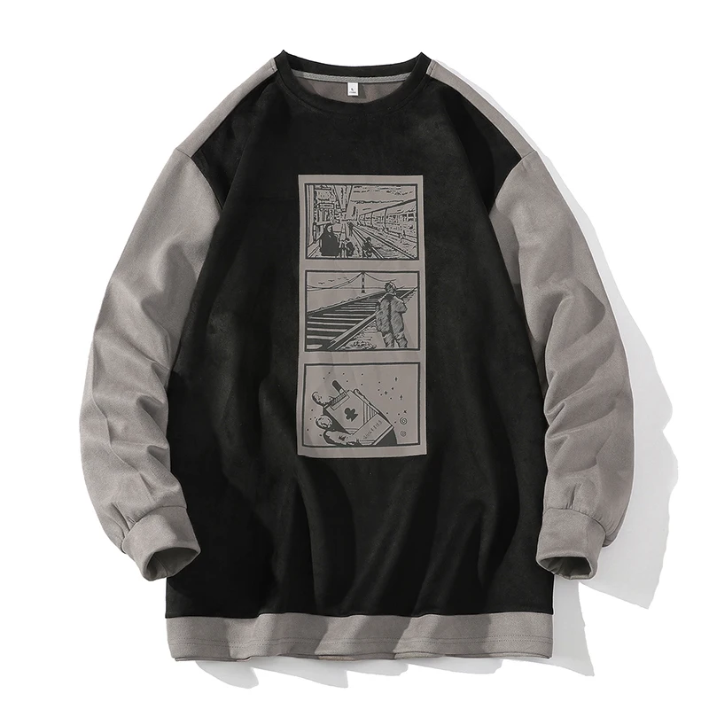 

Men Long Sleeve T-shirts Autumn Print Oversized Long Sleeve T-shirts Men O-Neck Long T Shirts Baggy Korean Trendy Harajuku