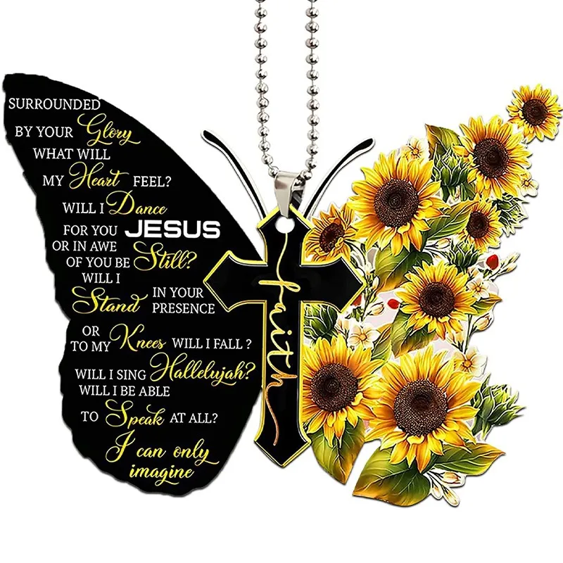 

Крест-бабочка декоративная подвеска Подсолнух бабочка аксессуары для зеркала заднего вида Автомобильный декоративный кулон