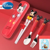 disney mickey mouse minnie child training chopsticks baby tableware spoon fork food supplement chopsticks