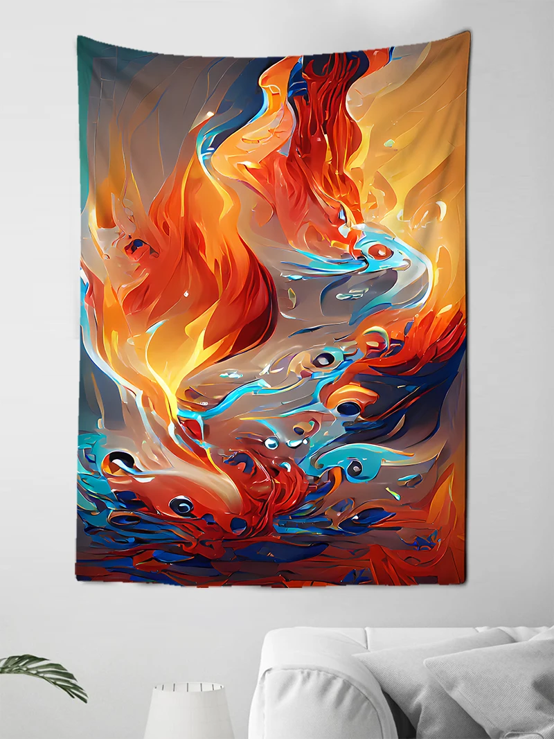 

Fire and Lce Psychedelic tapestry fabric wall hanging living room bedroom hippie lace bohemian decoration