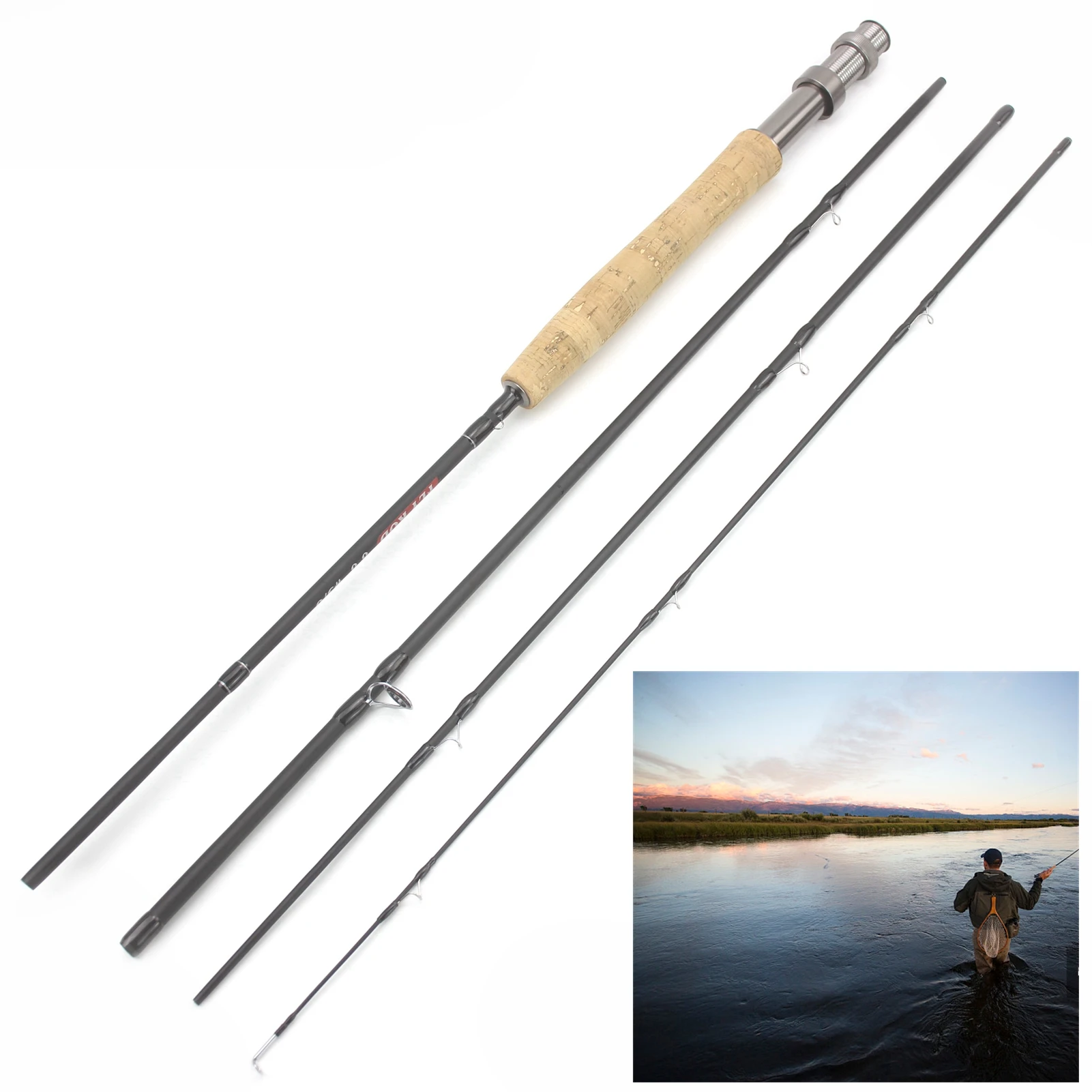 

2.1M 2.4M 2.7M 4 Section Fly Fishing Rod Portable Carbon UltraLight Slow Action Fly Rod Cork Handle Fishing Goods free shipping