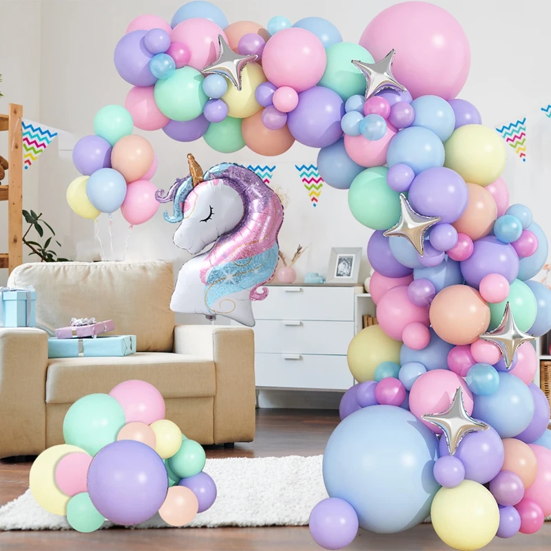 Воздушные шары Macaron с единорогом гирлянда арочный комплект раскрытие пола декор