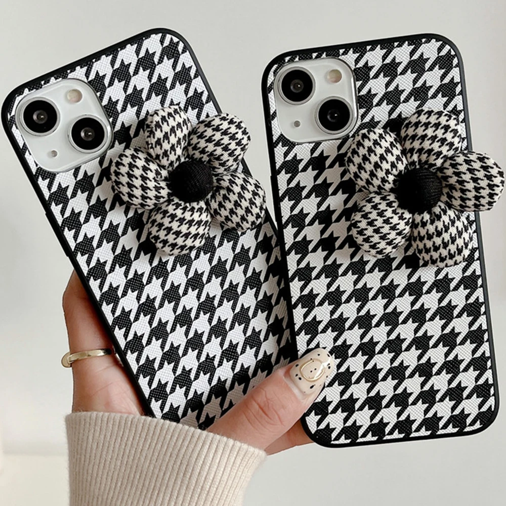 

Korea Style Floret Houndstooth Pattern Phone Case on For Vivo X50 X27 V11 V15 Pro X23 X21 X20 X9 Plus V7 V9 V11i Silicone Cover