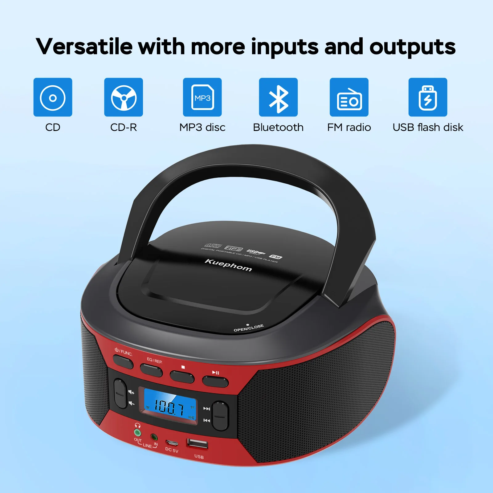 Bluetooth Cd Boombox Fm Radio With Aux/usb Playback And Earp