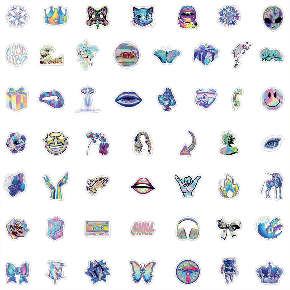 10/30/50/100 шт. Мультяшные голографические лазерные красочные наклейки Эстетические
