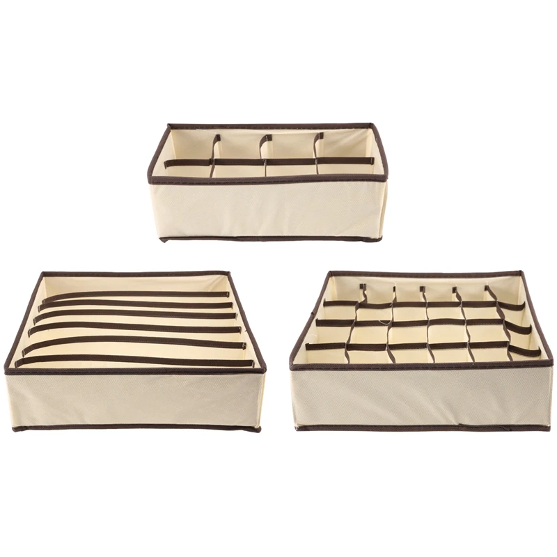 

3Pcs Fabric Clothes Drawer Organisers,Drawer Organiser Divider, Foldable Storage Box For Underwear,Socks And Clothes