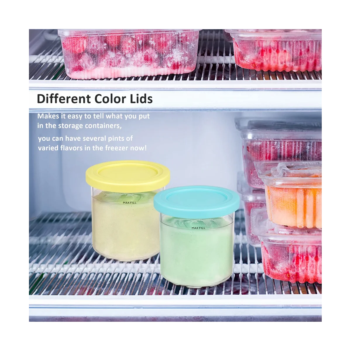 4 шт. пинты и крышки для мороженого Ninja Creami NC301 NC300 NC299AMZ